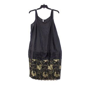 Vintage Neil Bieff Midi Dress Sz M Gold Lace Trim